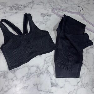 Aerie waffle Black Leggings and Top Set